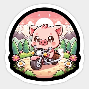 Happy Hog Riding Motorcycle Sticker